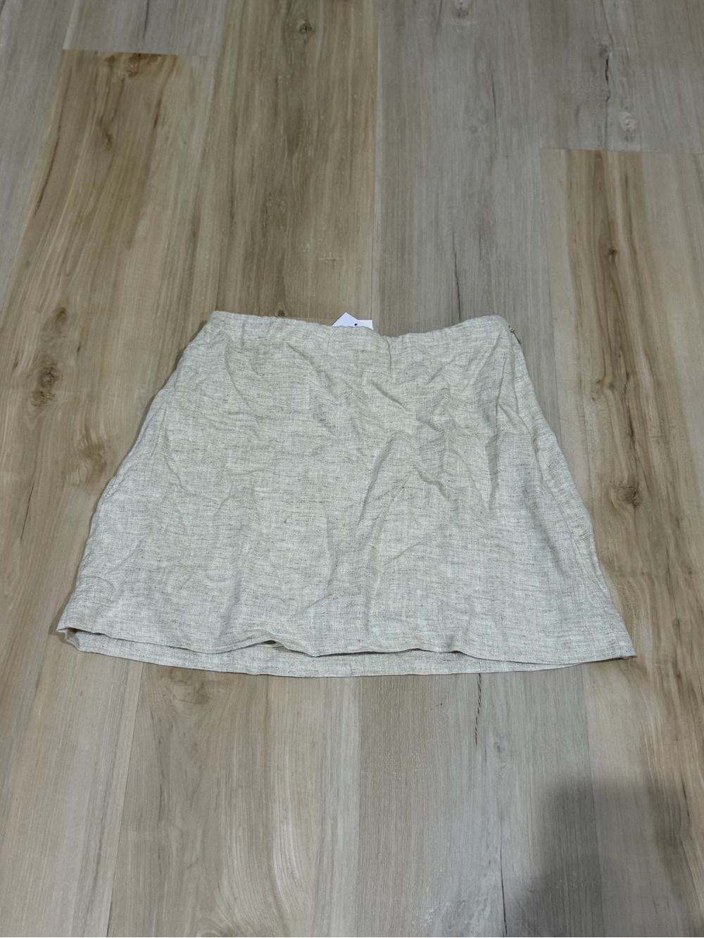 Women's Cream Linen-Blend A-Line Skirt